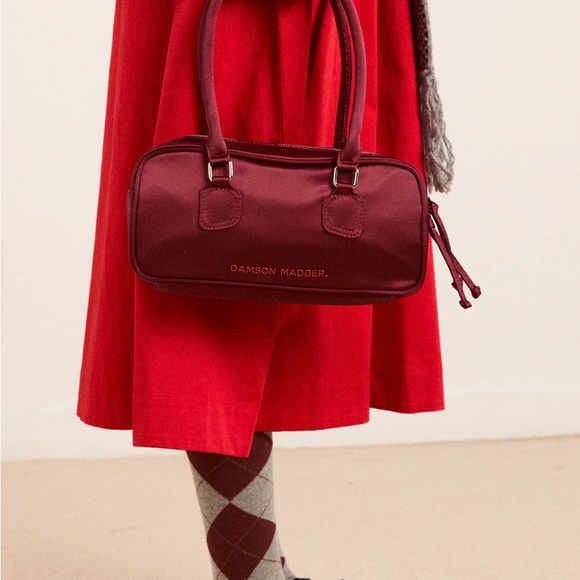 Damson Madder Handbags - Damon Madder bowler bag burgundy satin